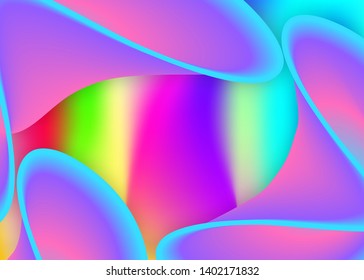 Fluid shape. Holographic 3d backdrop with modern trendy blend. Soft book, magazine composition. Vivid gradient mesh. Fluid shape background with liquid dynamic elements.