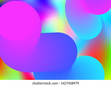 Fluid shape. Holographic 3d backdrop with modern trendy blend. Vivid gradient mesh. Psychedelic book, card design. Fluid shape background with liquid dynamic elements.