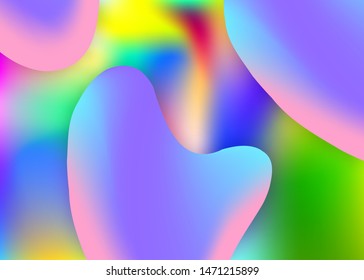 Fluid shape. Holographic 3d backdrop with modern trendy blend. Vivid gradient mesh. Soft flyer, banner design. Fluid shape background with liquid dynamic elements.