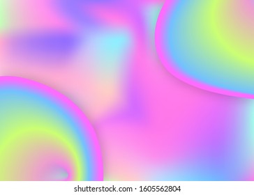 Fluid shape. Holographic 3d backdrop with modern trendy blend. Vivid gradient mesh. Circle presentation, poster template. Fluid shape background with liquid dynamic elements.