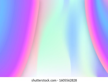 Fluid shape. Holographic 3d backdrop with modern trendy blend. Psychedelic wallpaper, poster template. Vivid gradient mesh. Fluid shape background with liquid dynamic elements.