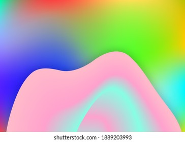 Fluid shape. Holographic 3d backdrop with modern trendy blend. Minimalist poster, cover composition. Vivid gradient mesh. Fluid shape background with liquid dynamic elements.