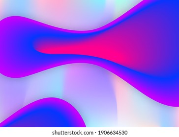 Forma fluida. Fondo holográfico en 3d con moderna combinación de moda. Malla gradiente vívida. Volante en círculo, diseño de revista. Fondo de forma fluida con elementos dinámicos líquidos.