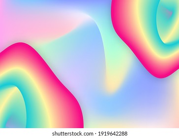 Fluid shape. Holographic 3d backdrop with modern trendy blend. Abstract magazine, presentation layout. Vivid gradient mesh. Fluid shape background with liquid dynamic elements.