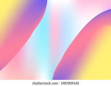 Fluid shape. Holographic 3d backdrop with modern trendy blend. Neon flyer, magazine template. Vivid gradient mesh. Fluid shape background with liquid dynamic elements.