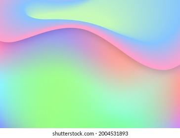 Fluid shape. Holographic 3d backdrop with modern trendy blend. Vivid gradient mesh. Bright poster, invitation template. Fluid shape background with liquid dynamic elements.