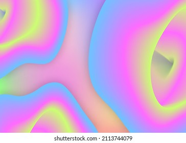 Fluid shape. Holographic 3d backdrop with modern trendy blend. Vivid gradient mesh. Psychedelic card, certificate layout. Fluid shape background with liquid dynamic elements.