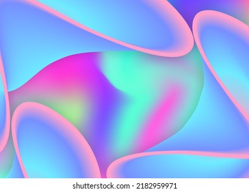 Fluid shape. Holographic 3d backdrop with modern trendy blend. Vivid gradient mesh. Vibrant card, banner template. Fluid shape background with liquid dynamic elements.