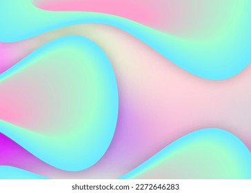 Fluid shape. Holographic 3d backdrop with modern trendy blend. Geometric card, certificate composition. Vivid gradient mesh. Fluid shape background with liquid dynamic elements.