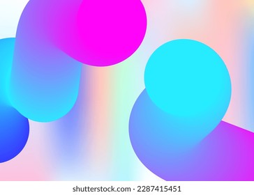 Fluid shape. Holographic 3d backdrop with modern trendy blend. Vivid gradient mesh. Cool report, book template. Fluid shape background with liquid dynamic elements.