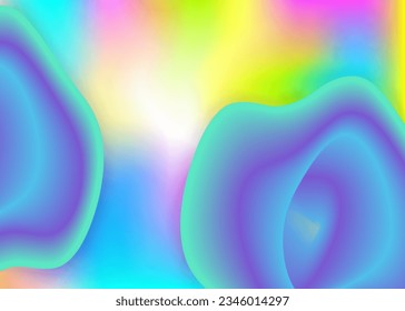 Fluid shape. Holographic 3d backdrop with modern trendy blend. Cool card, banner frame. Vivid gradient mesh. Fluid shape background with liquid dynamic elements.