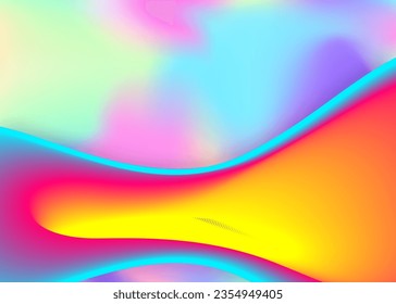 Forma fluida. Fondo holográfico en 3d con moderna combinación de moda. Malla gradiente vívida. Volante en círculo, diseño de banners. Fondo de forma fluida con elementos dinámicos líquidos.
