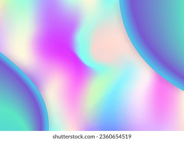 Fluid shape. Holographic 3d backdrop with modern trendy blend. Vivid gradient mesh. Soft poster, banner frame. Fluid shape background with liquid dynamic elements.