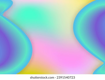 Fluid shape. Holographic 3d backdrop with modern trendy blend. Vivid gradient mesh. Creative certificate, invitation frame. Fluid shape background with liquid dynamic elements.