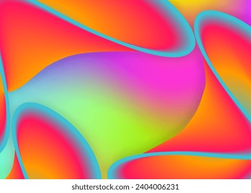 Fluid shape. Holographic 3d backdrop with modern trendy blend. Colorful presentation, card layout. Vivid gradient mesh. Fluid shape background with liquid dynamic elements.