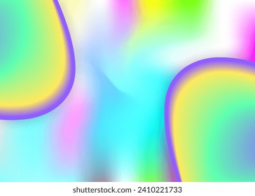 Forma fluida. Fondo holográfico en 3d con moderna combinación de moda. Malla gradiente vívida. Invitación molecular, plantilla de portada. Fondo de forma fluida con elementos dinámicos líquidos.