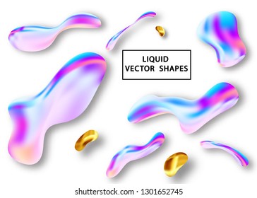 Fluid shape layout isolated template set. Colorful abstract shapes. Futuristic trendy dynamic elements. Liquid gradient elements for minimal banner, logo, social post. Vector illustration