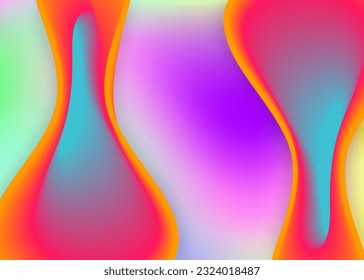Flüssigkeitsform. Magisches Buch, Wallpaper-Layout. Lebhaftes Farbverlauf-Netz. Holografische 3D-Umgebung mit moderner Trendmischung. Flüssigkeitsform Hintergrund mit flüssigen dynamischen Elementen.