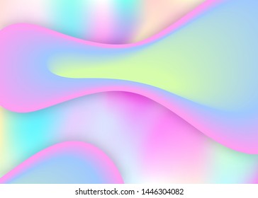 Fluid shape. Minimal cover, flyer template. Holographic 3d backdrop with modern trendy blend. Vivid gradient mesh. Fluid shape background with liquid dynamic elements.