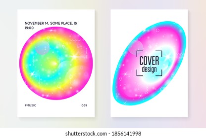 Fluid shape. Modern holographic gradient, blur, mesh, blend. Wavy layered hologram. Soft flyer. Pop template. Futuristic background. Fluid shape with dynamic elements.