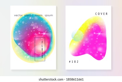 Flüssigkeitsform. Moderne holografische Farbverlauf, Unschärfe, Maschen, Mischung. Cool geschichtetes Hologramm. Weichkarte. Regenbogendesign. Futuristischer Hintergrund. Flüssigkeitsform mit dynamischen Elementen.