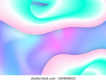Fluid shape. Psychedelic banner, magazine composition. Vivid gradient mesh. Holographic 3d backdrop with modern trendy blend. Fluid shape background with liquid dynamic elements.