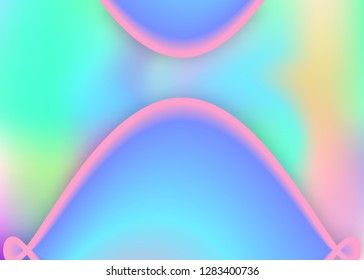 Fluid shape. Psychedelic certificate, book design. Holographic 3d backdrop with modern trendy blend. Vivid gradient mesh. Fluid shape background with liquid dynamic elements.