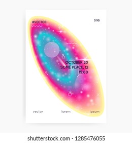 Fluid shape. Psychedelic composition. Futuristic background. Vivid layered hologram. Soft flyer. Modern holographic gradient, blur, mesh, blend. Fluid shape with dynamic elements.