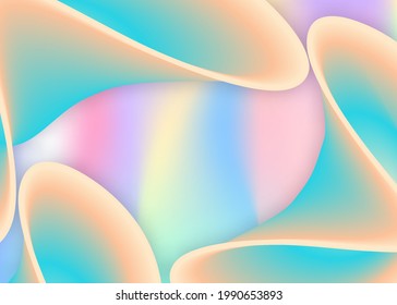 Fluid shape. Psychedelic invitation, report template. Holographic 3d backdrop with modern trendy blend. Vivid gradient mesh. Fluid shape background with liquid dynamic elements.
