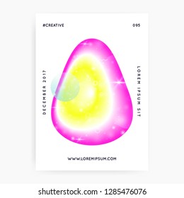 Fluid shape. Psychedelic template. Futuristic background. Retro layered hologram. Soft invitation. Modern holographic gradient, blur, mesh, blend. Fluid shape with dynamic elements.
