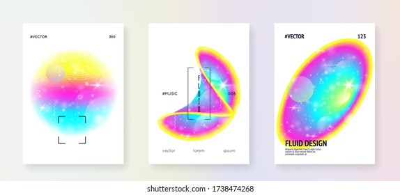 Fluid shape. Retro concept. Molecular layered hologram. Soft card. Modern holographic gradient, blur, mesh, blend. Futuristic background. Fluid shape with dynamic elements.