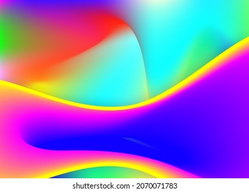 Fluid shape. Round certificate, magazine composition. Vivid gradient mesh. Holographic 3d backdrop with modern trendy blend. Fluid shape background with liquid dynamic elements.