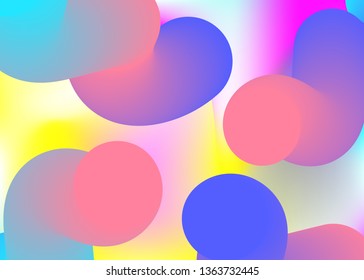 Fluid shape. Round report, book layout. Holographic 3d backdrop with modern trendy blend. Vivid gradient mesh. Fluid shape background with liquid dynamic elements.