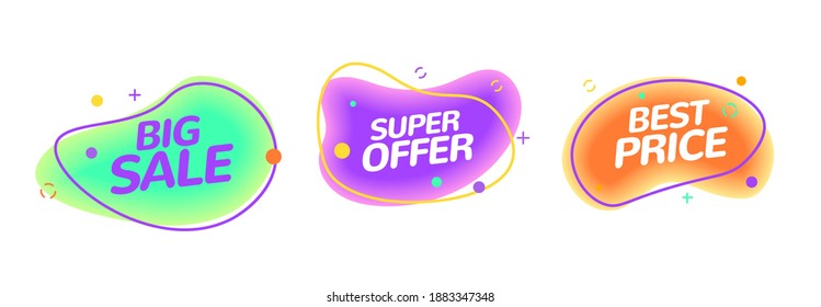 Fluid shape Sale element banner. Vector best offer splash badge discount bubble design
