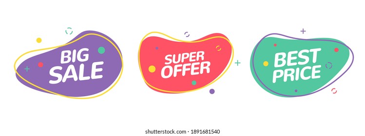 Fluid shape Sale element banner. Vector best offer splash badge discount bubble design
