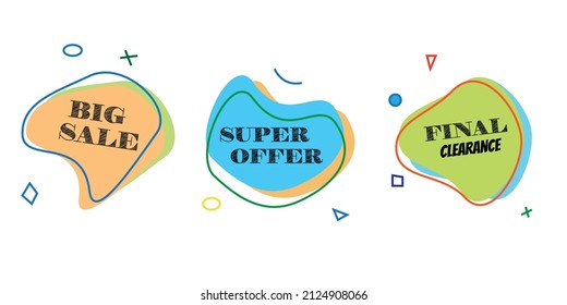 Fluid shape Sale element banner. Vector best offer splash badge discount bubble design