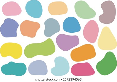 Fluid shape speech bubble set, no lines, colorful