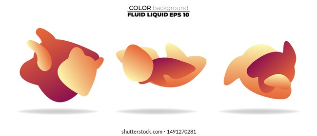 fluid shape vector set. gradient liquid with sunset colors, Template for the design of a logo, flyer, presentation, gift card,  Poster on wall,  landing page, ,coverbook,  baner, social media posted
