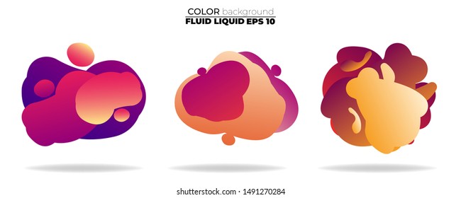 fluid shape vector set. gradient liquid with sunset colors, Template for the design of a logo, flyer, presentation, gift card,  Poster on wall,  landing page, ,coverbook,  baner, social media posted