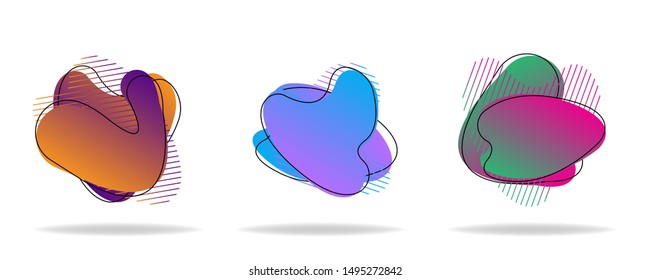 fluid shape vector set. gradient liquid with neon colors, item for the design of a logo, flyer, persentation, gift card,  Poster on wall,  landing page, ,coverbook,  banner, social media posted