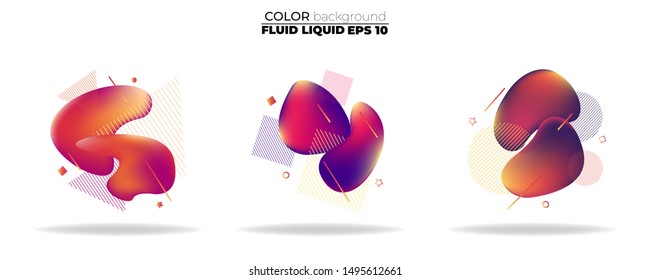 fluid shape vector set. gradient liquid with neon colors. item for the design of a logo, flyer, persentation, gift card,  Poster on wall,  landing page, ,coverbook,  banner, social media posted