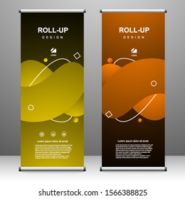 Fluid shape. Vertical banner roll up template design, gradient liquid with neon colors. for brochure, business, flyer, infographics. modern x-banner and flag-banner advertising. vector illustration