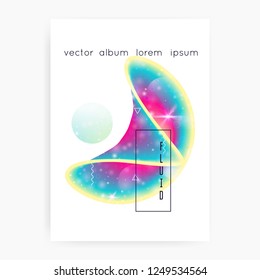 Fluid shape. Vivid design. Creative layered hologram. Soft banner. Modern holographic gradient, blur, mesh, blend. Futuristic background. Fluid shape with dynamic elements.