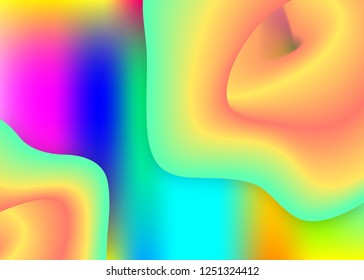 Fluid shape. Vivid gradient mesh. Geometric banner, card composition. Holographic 3d backdrop with modern trendy blend. Fluid shape background with liquid dynamic elements.