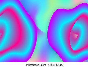 Fluid shape. Vivid gradient mesh. Colorful certificate, report design. Holographic 3d backdrop with modern trendy blend. Fluid shape background with liquid dynamic elements.