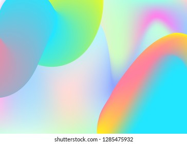 Fluid shape. Vivid gradient mesh. Holographic 3d backdrop with modern trendy blend. Magic card, presentation frame. Fluid shape background with liquid dynamic elements.