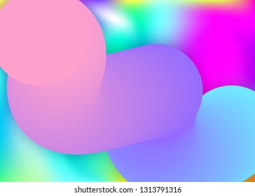 Fluid shape. Vivid gradient mesh. Holographic 3d backdrop with modern trendy blend. Business magazine, wallpaper frame. Fluid shape background with liquid dynamic elements.