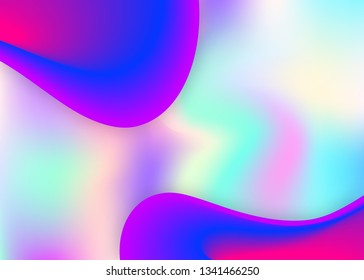 Fluid shape. Vivid gradient mesh. Holographic 3d backdrop with modern trendy blend. Colorful wallpaper, poster composition. Fluid shape background with liquid dynamic elements.