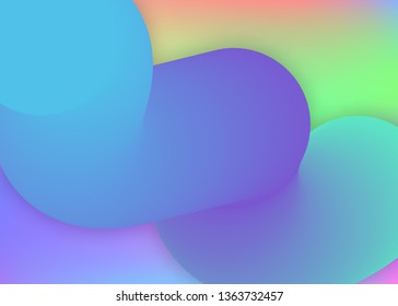 Fluid shape. Vivid gradient mesh. Holographic 3d backdrop with modern trendy blend. Minimal magazine, certificate layout. Fluid shape background with liquid dynamic elements.
