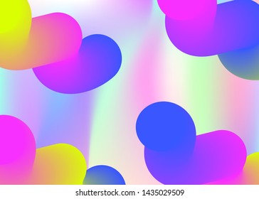 Fluid shape. Vivid gradient mesh. Holographic 3d backdrop with modern trendy blend. Minimalist book, card template. Fluid shape background with liquid dynamic elements.